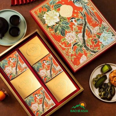 HBTT10 Hộp bánh trung thu Hồng Điểu Cát Tường 6 bánh 34x26x8cm
