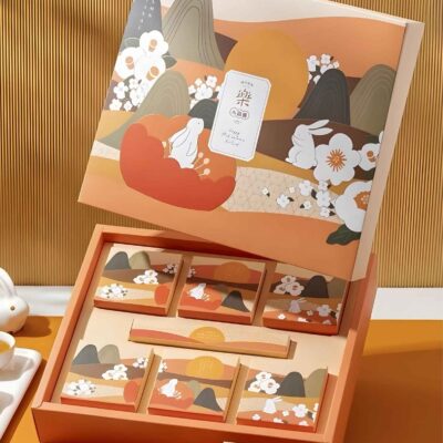 HBTT01 Hộp bánh trung thu phong cách nghệ thuật Á Đông 6 bánh 30×24×10cm