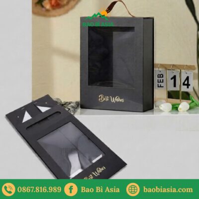 Hộp Quà Tặng Hình Chữ Nhật Quai Da 33x25x9,5cm