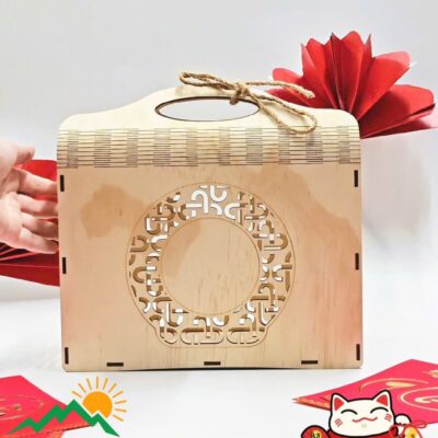 Hộp đựng yến quai xách gỗ 22x22x7.5cm không kèm túi