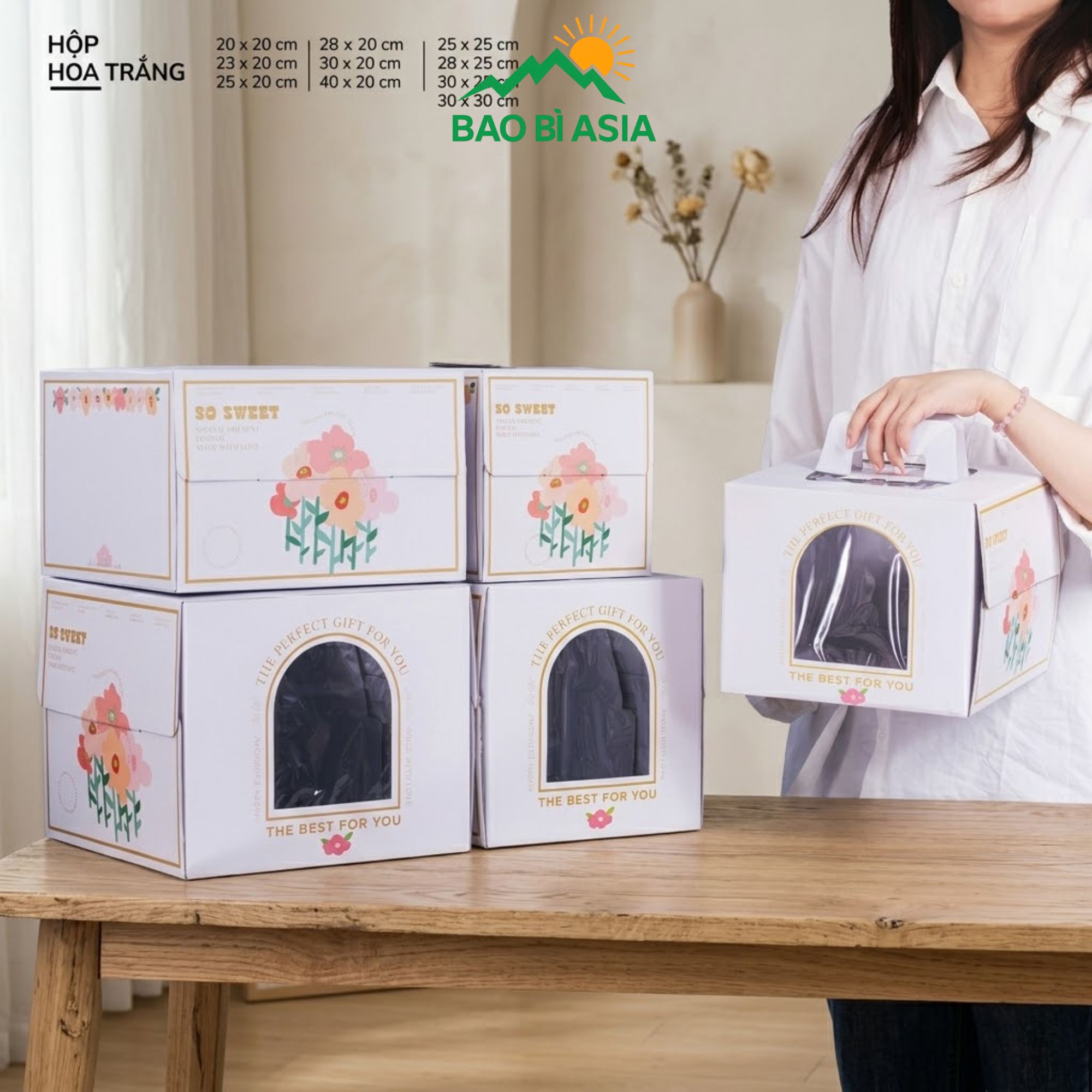 HBK22 – Hộp hoa trắng tinh tế