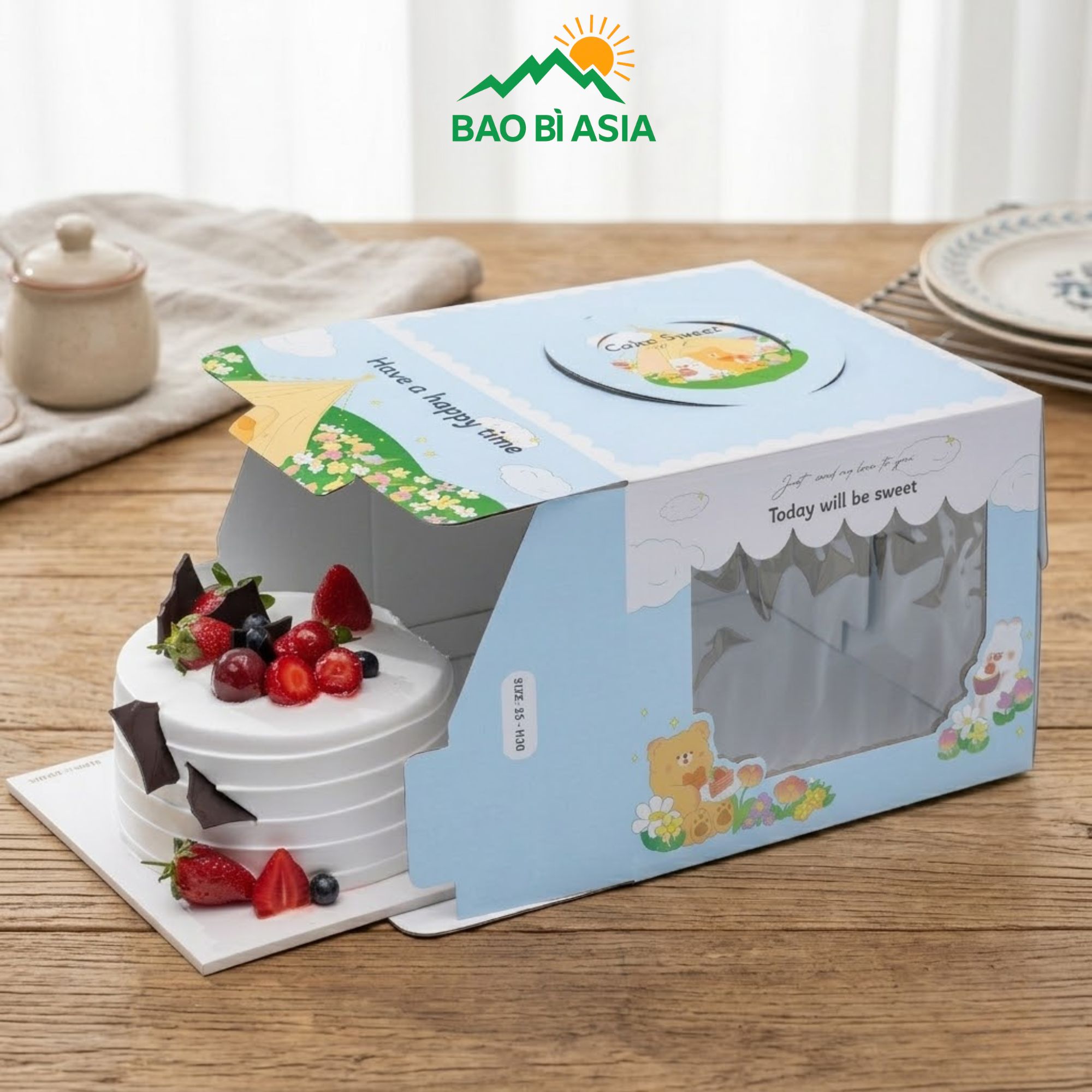 HBK29 – Hộp bánh kem xanh hiện đại