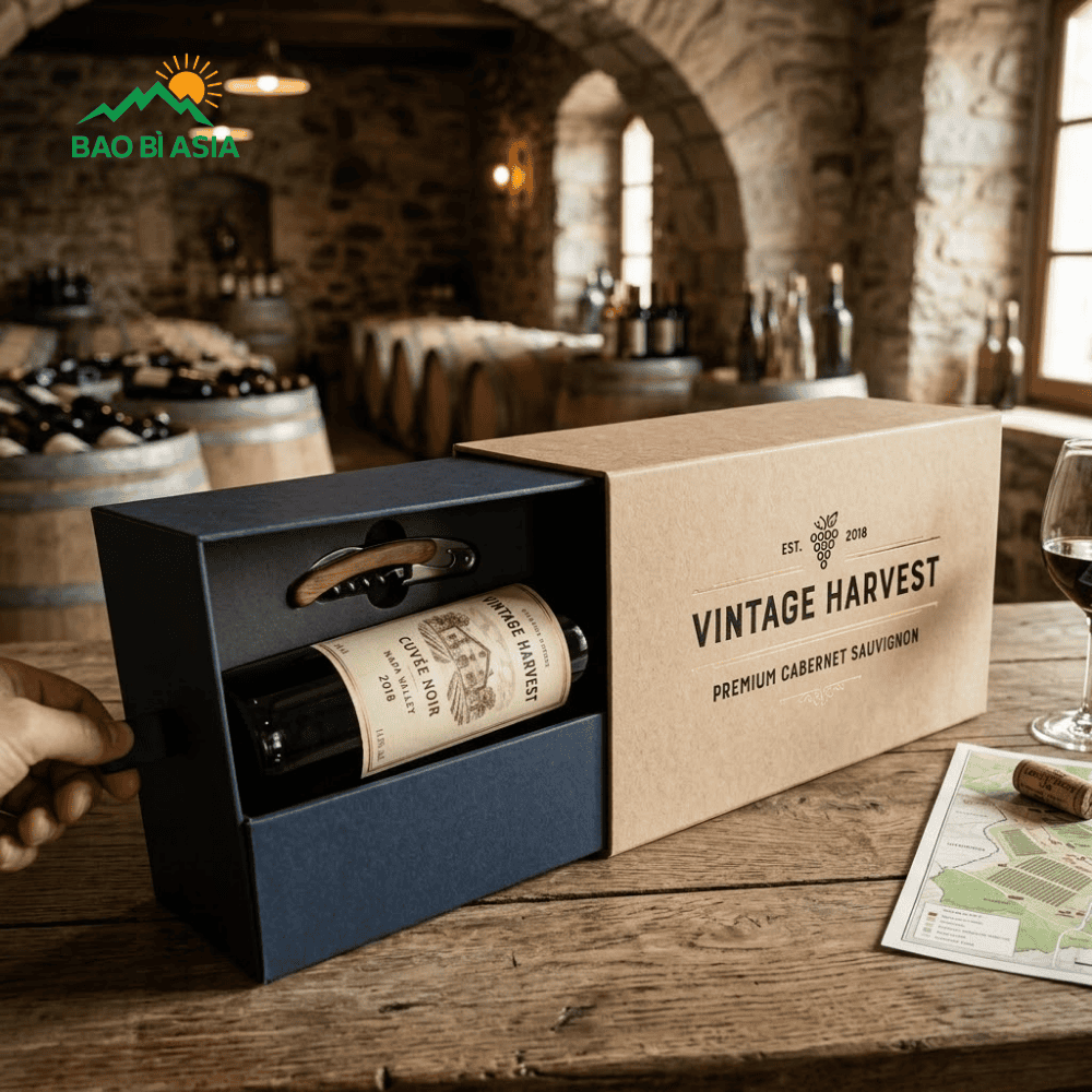 Hộp giấy đựng rượu dạng kéo