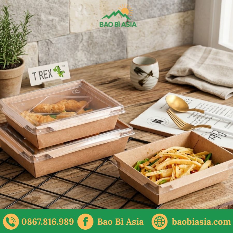 HTA5 - Hộp Giấy Kraft Nắp Nhựa PET