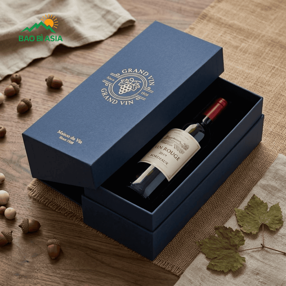 Hộp giấy đựng rượu nắp âm dương