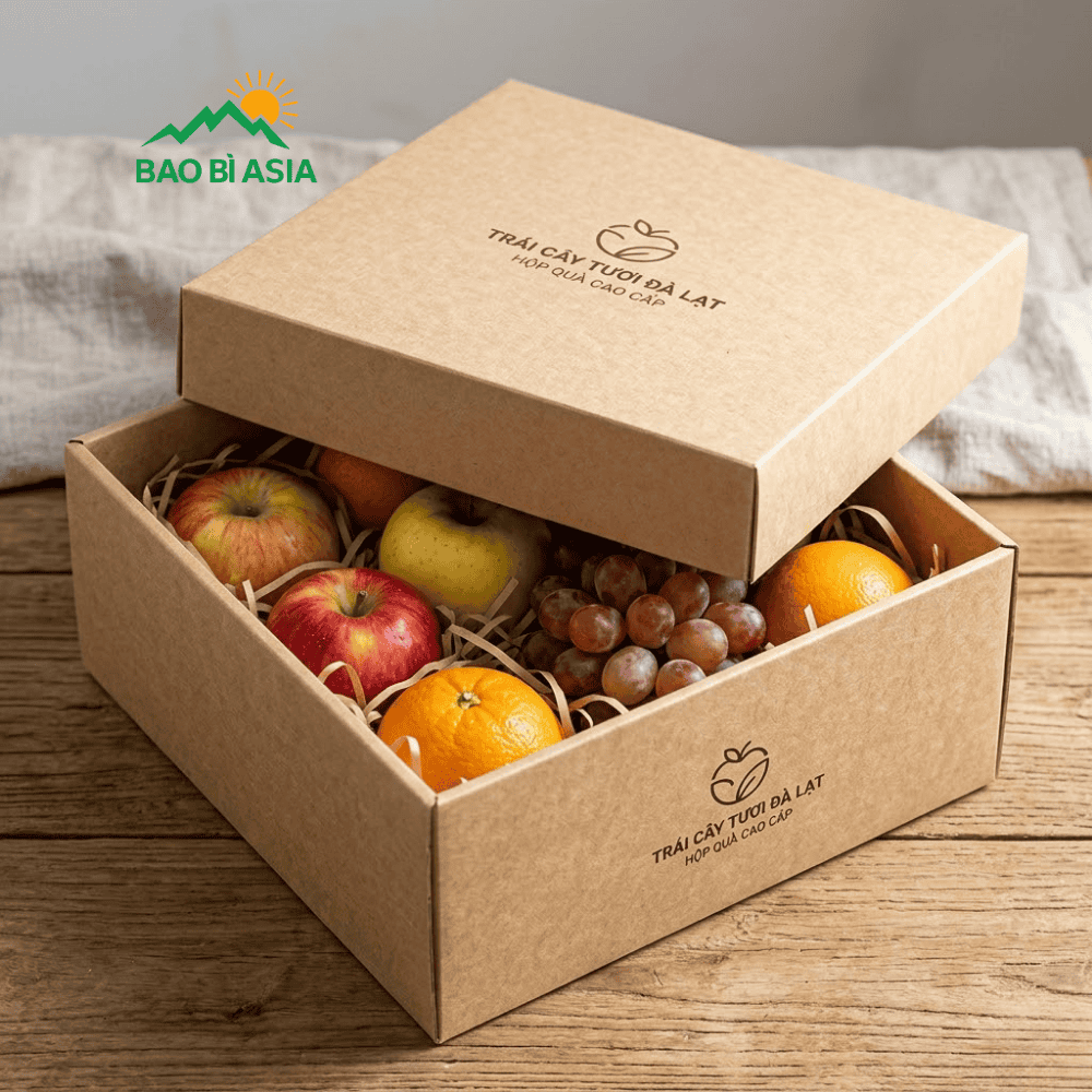 Hộp giấy đựng trái cây nắp âm dương