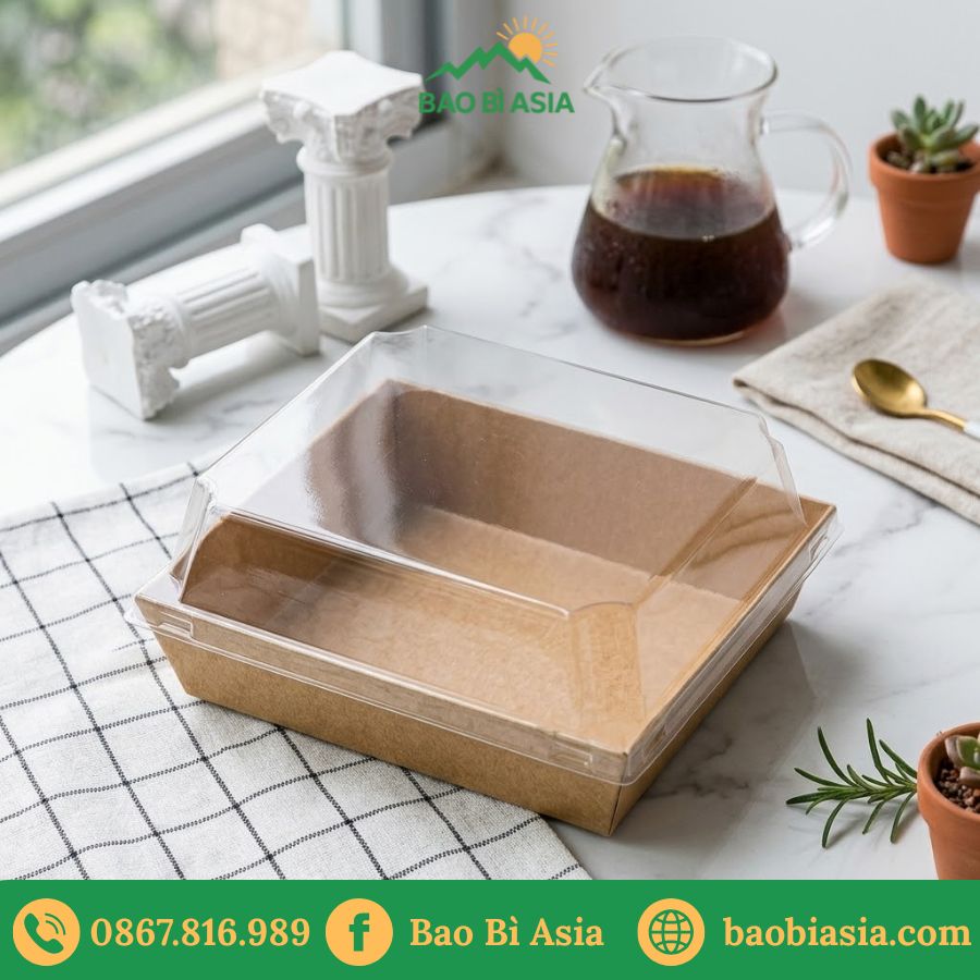 HTA17 - Khay Giấy Kraft Có Nắp