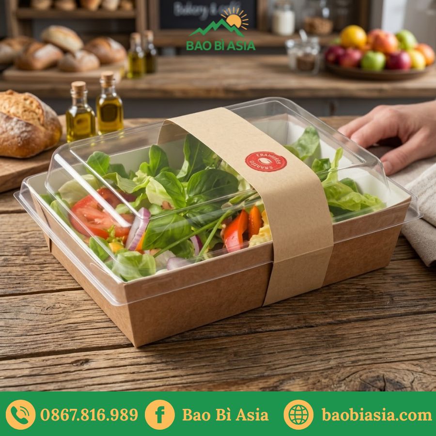 HTA15 - Khay Giấy Salad Nắp Vòm Cao