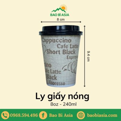 Ly giấy nóng 8oz - 240ml