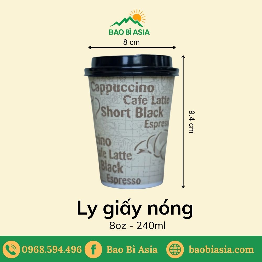 Ly giấy nóng 8oz - 240ml
