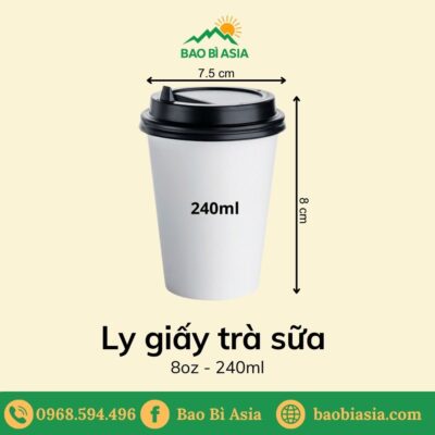 Ly giấy trà sữa 8oz - 240ml