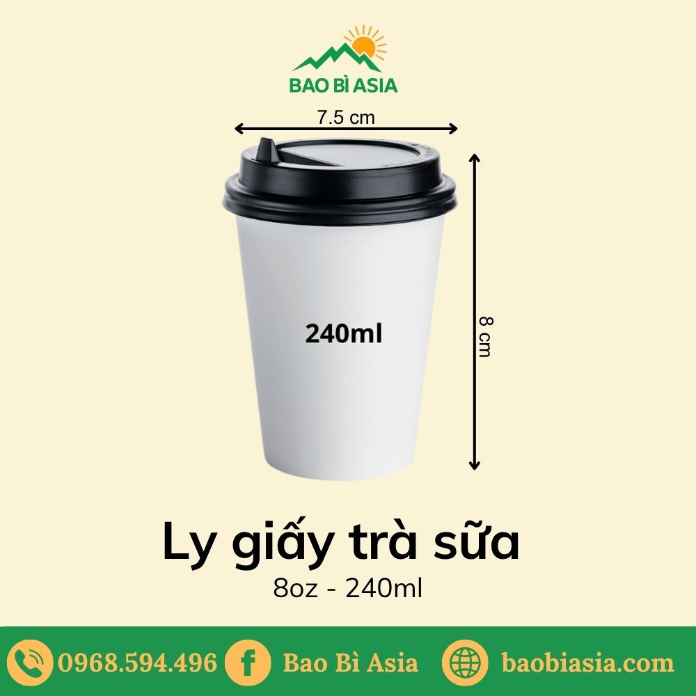 Ly giấy trà sữa 8oz - 240ml