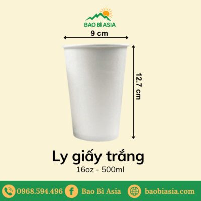 Ly giấy trắng 16oz - 500ml