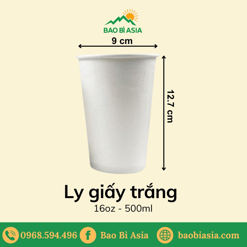 Ly giấy trắng 16oz - 500ml