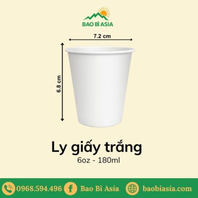 Ly giấy trắng 6oz - 180ml