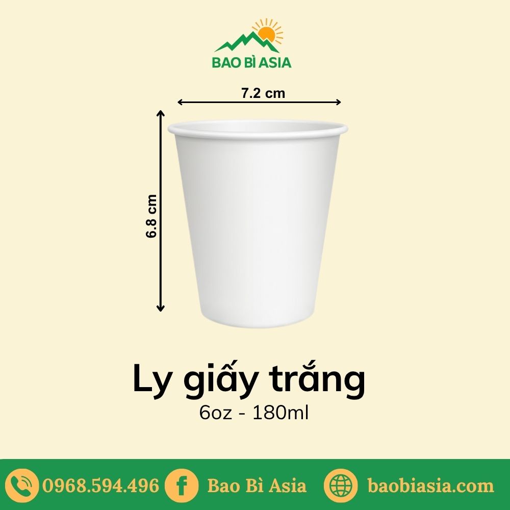 Ly giấy trắng 6oz - 180ml