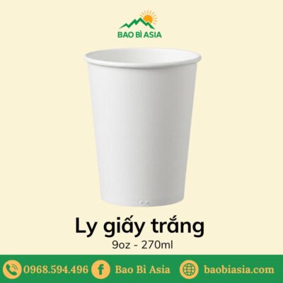 Ly giấy trắng 9oz - 270ml