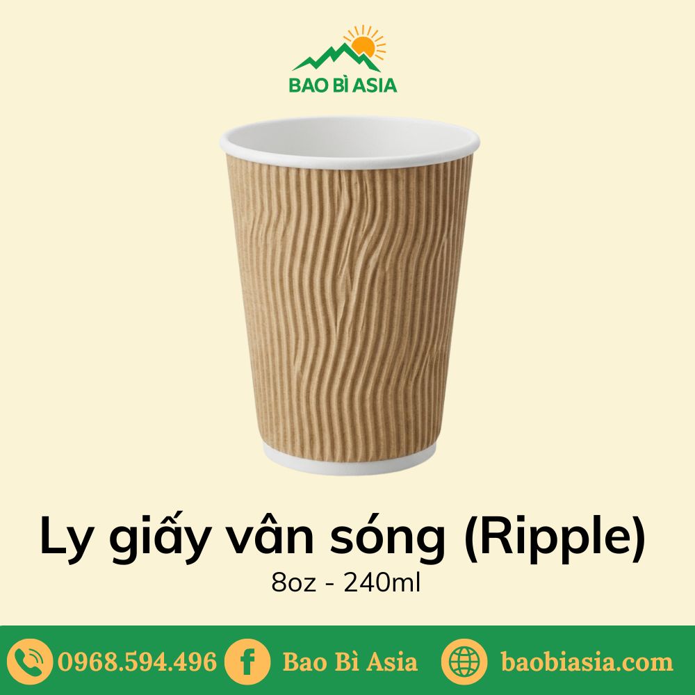 Ly giấy vân sóng (Ripple) 8oz - 240ml