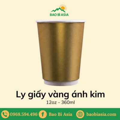 Ly giấy vàng ánh kim 12oz - 360ml