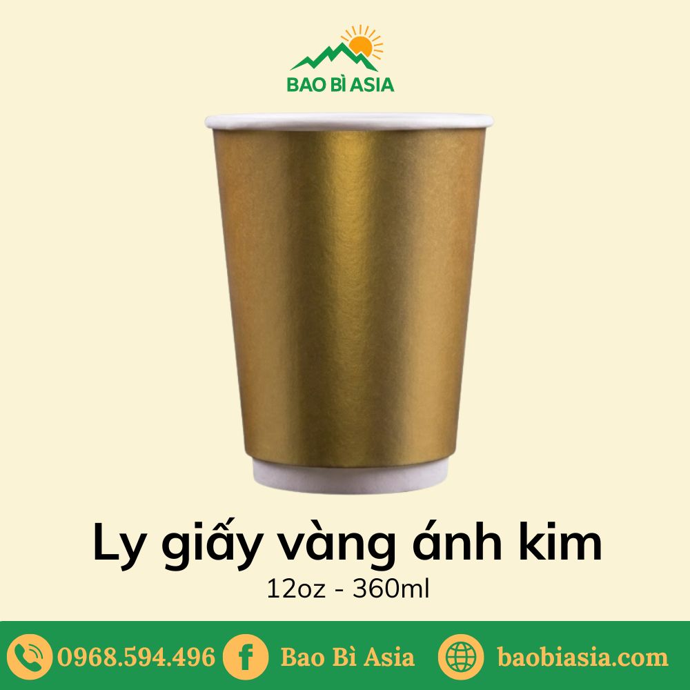 Ly giấy vàng ánh kim 12oz - 360ml