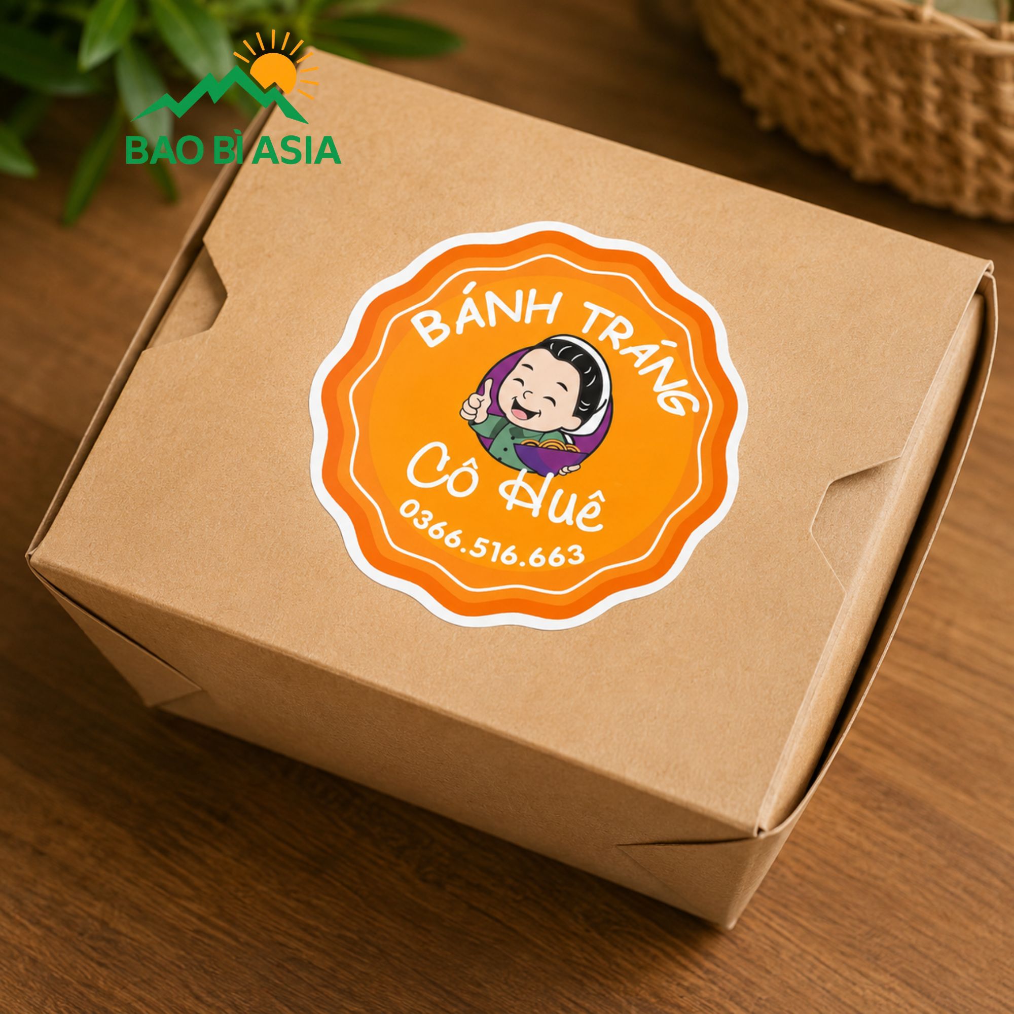 Decal giấy in logo bánh tráng