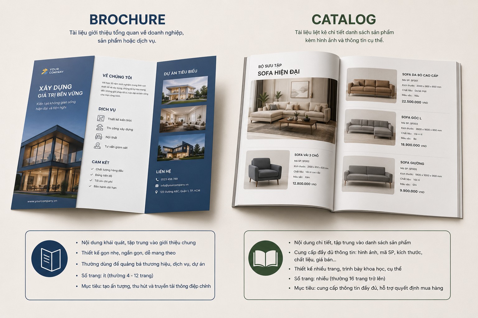 so sánh brochure và catalog
