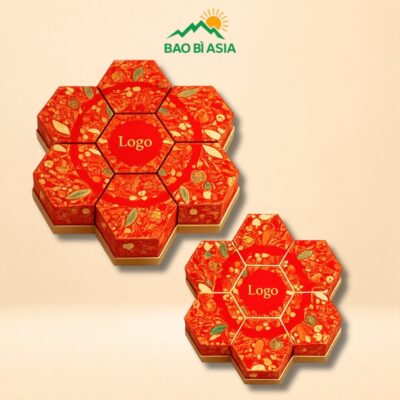HBTT39 Hộp bánh trung thu Lục Giác Hoa Thu 6 bánh