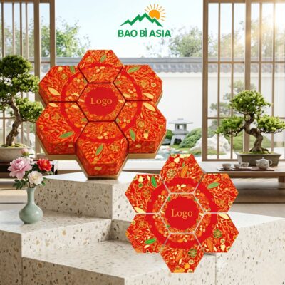HBTT39 Hộp bánh trung thu Lục Giác Hoa Thu 6 bánh