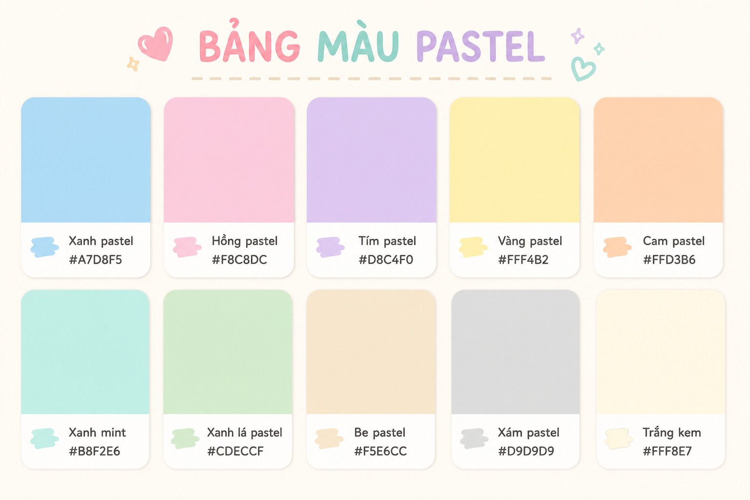 Tổng hợp bảng màu pastel