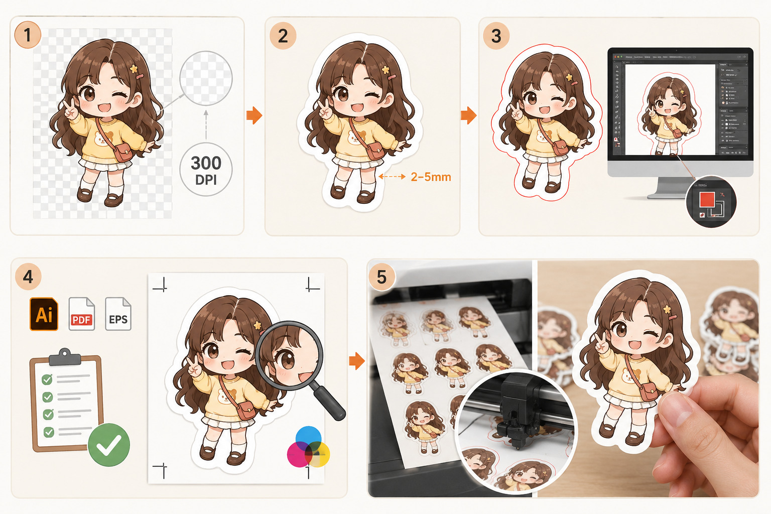 Cách biến hình chibi thành sticker cắt bế