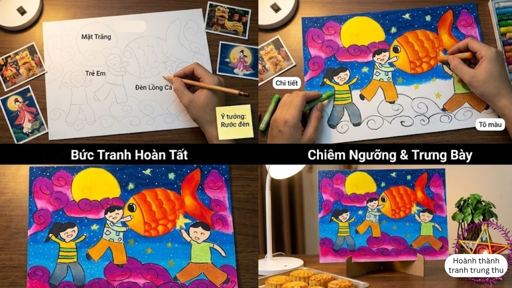 Hướng dẫn cách vẽ tranh Trung Thu đơn giản