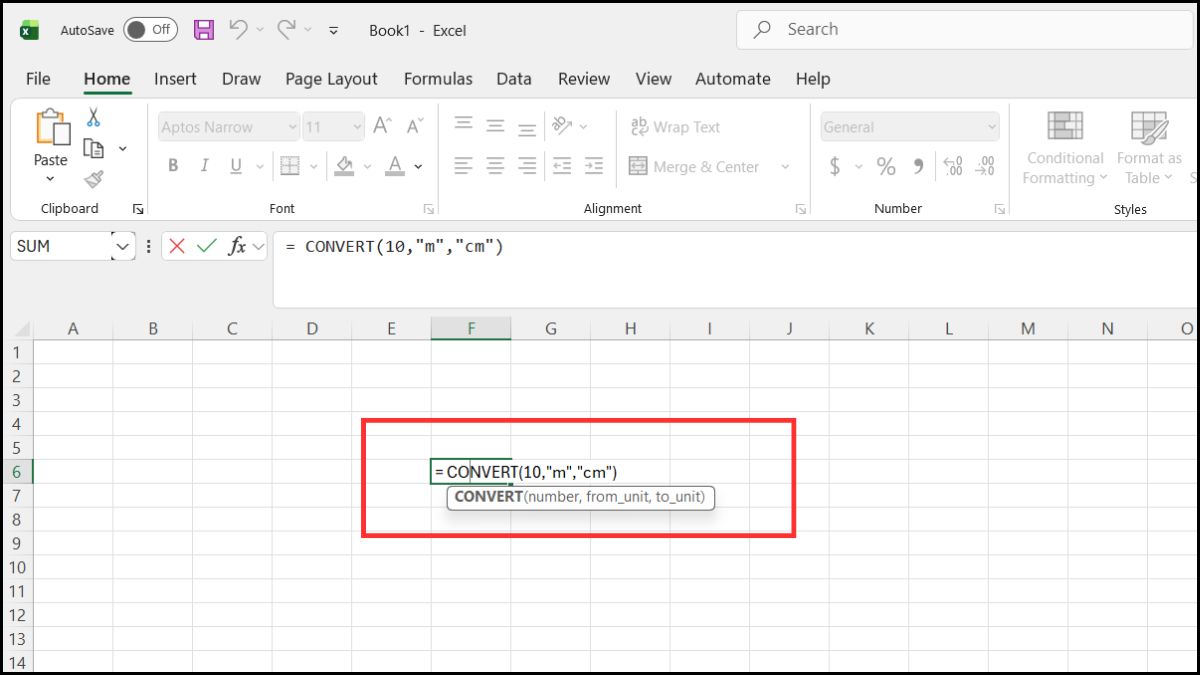 Quy đổi đơn vị inch trong excel
