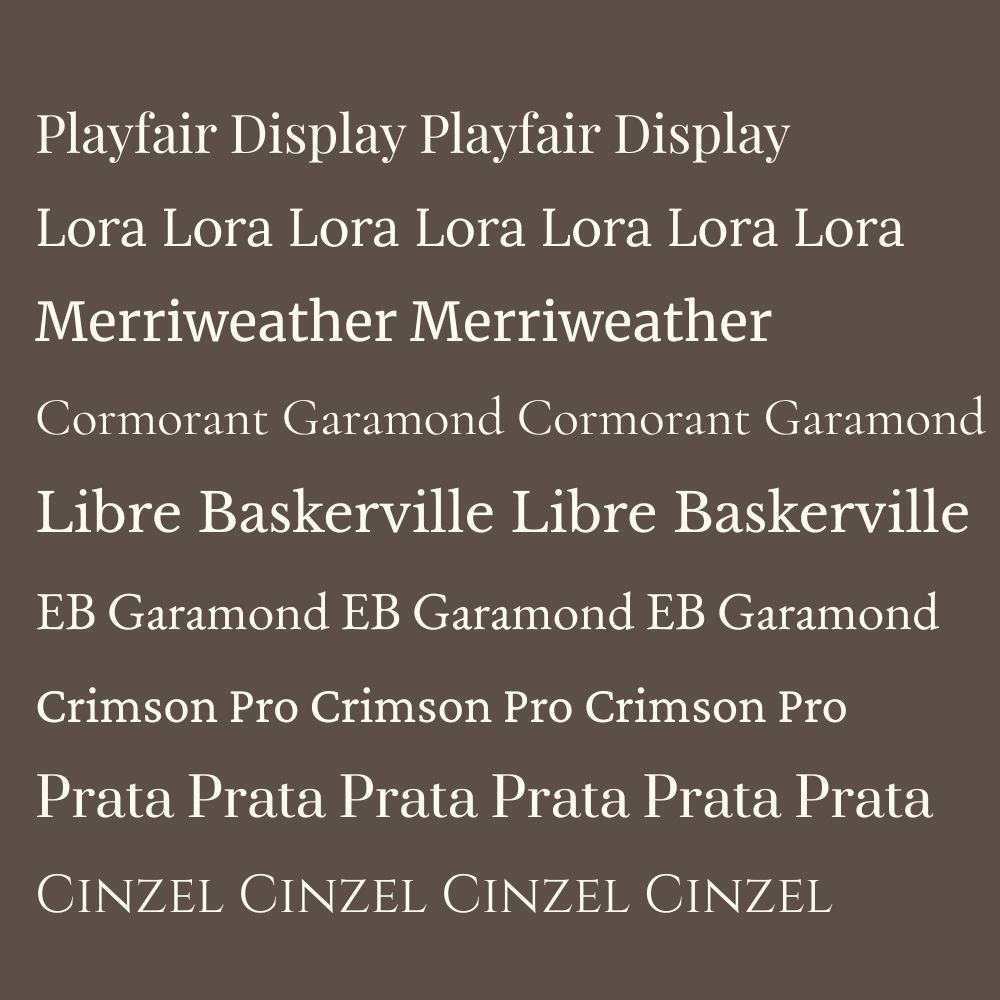 Nhóm font Serif sang trọng