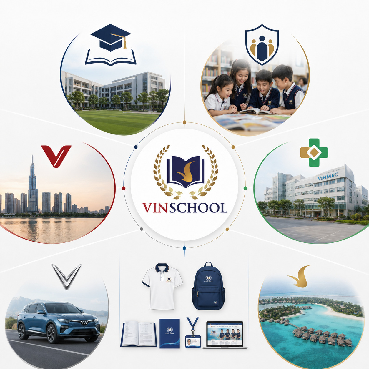 Điểm khác biệt giữa logo Vinschool và các thương hiệu trong hệ sinh thái Vingroup