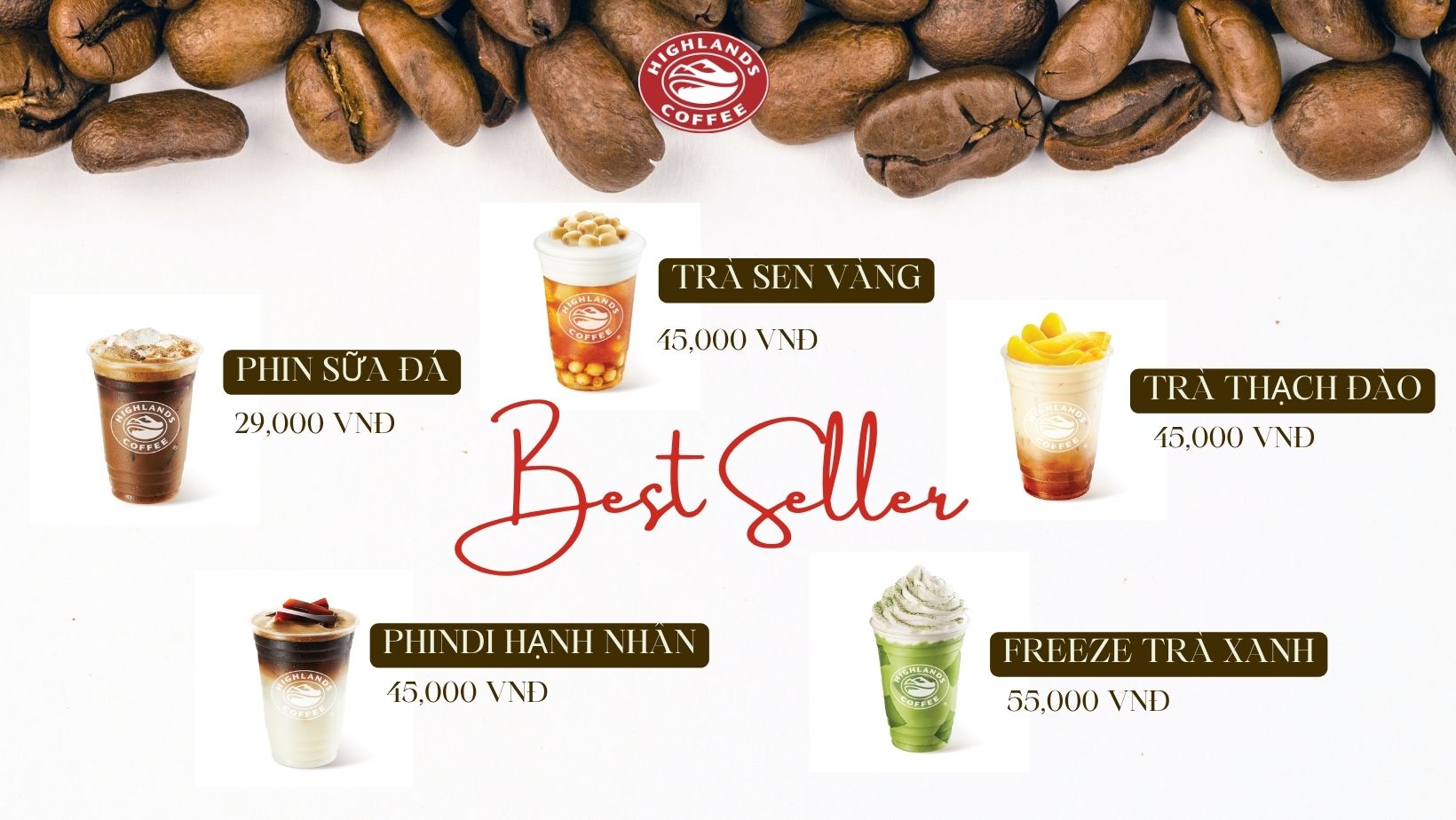 Menu Bestseller Highland Coffee