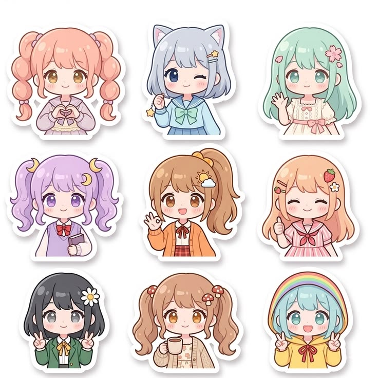 Sticker chibi bé gái 10