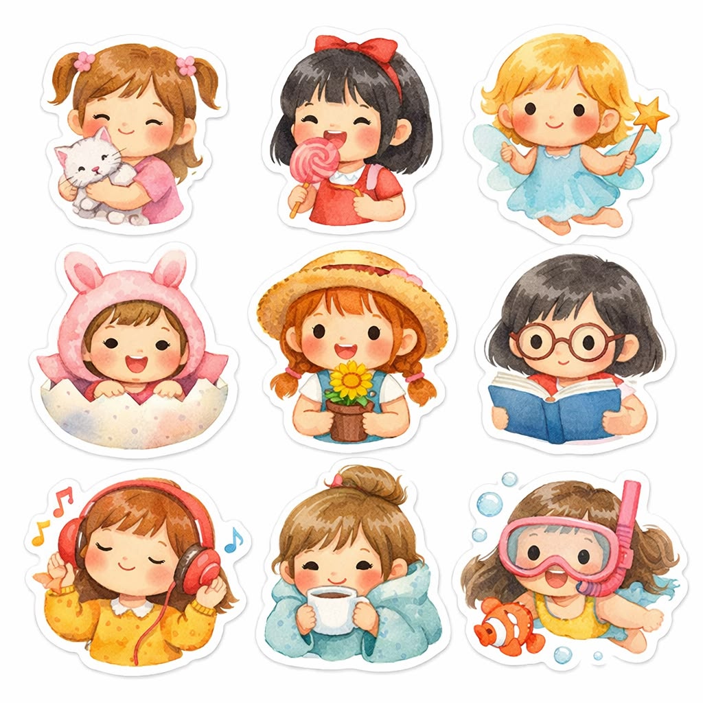 Sticker chibi bé gái 3