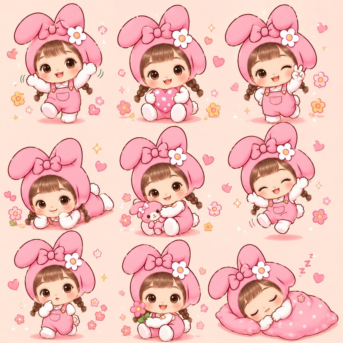 Sticker chibi bé gái 6