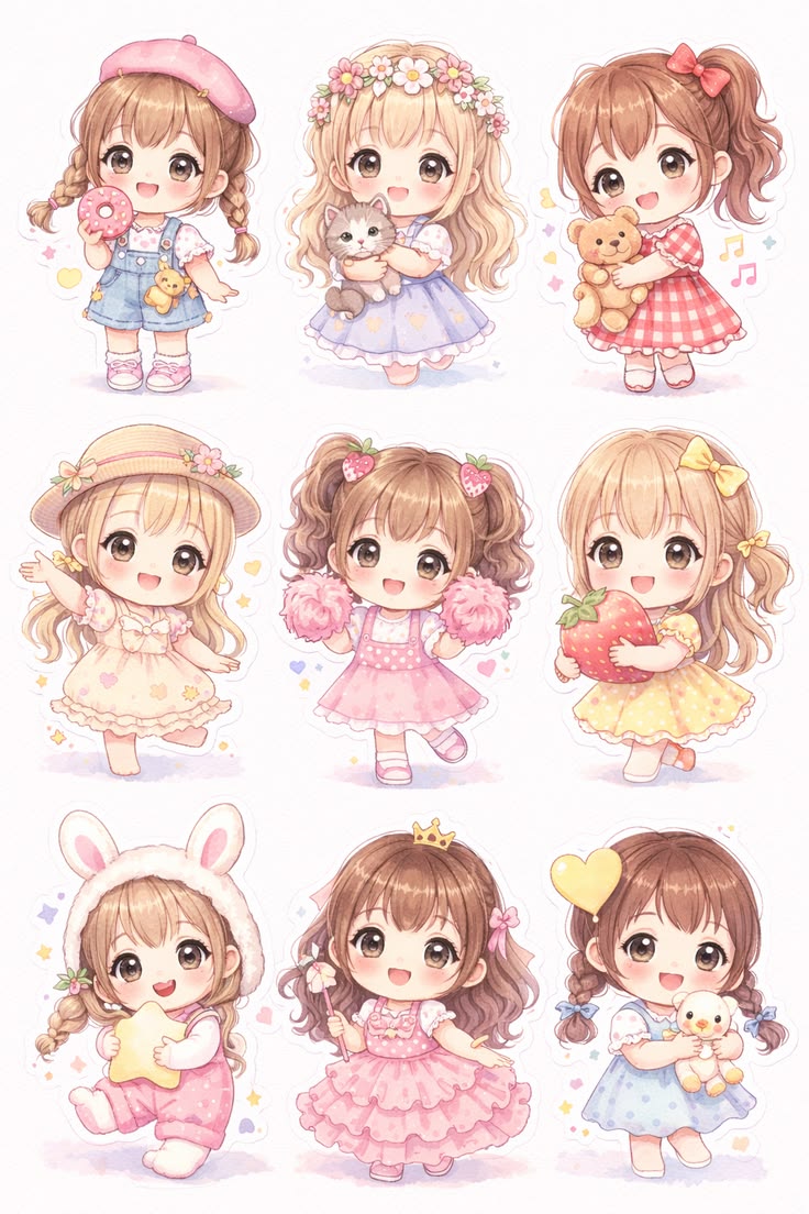 Sticker chibi bé gái 7
