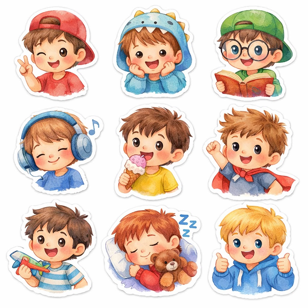 Sticker chibi bé trai 1