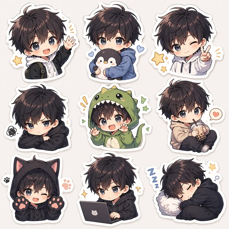Sticker chibi bé trai 9