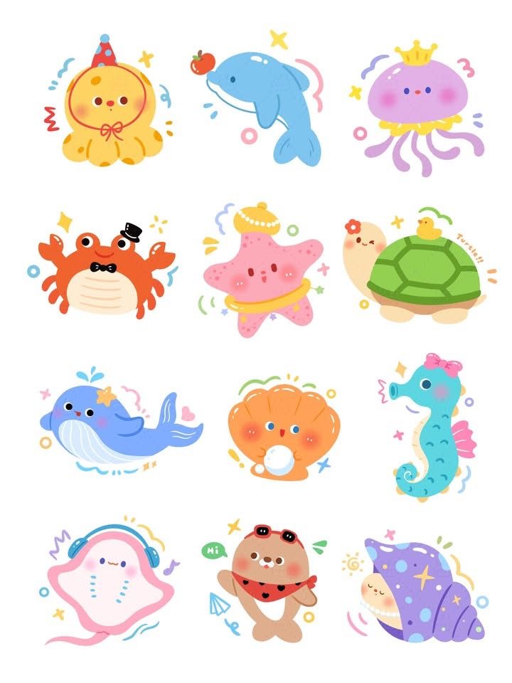 Sticker chibi động vật dễ thương 5