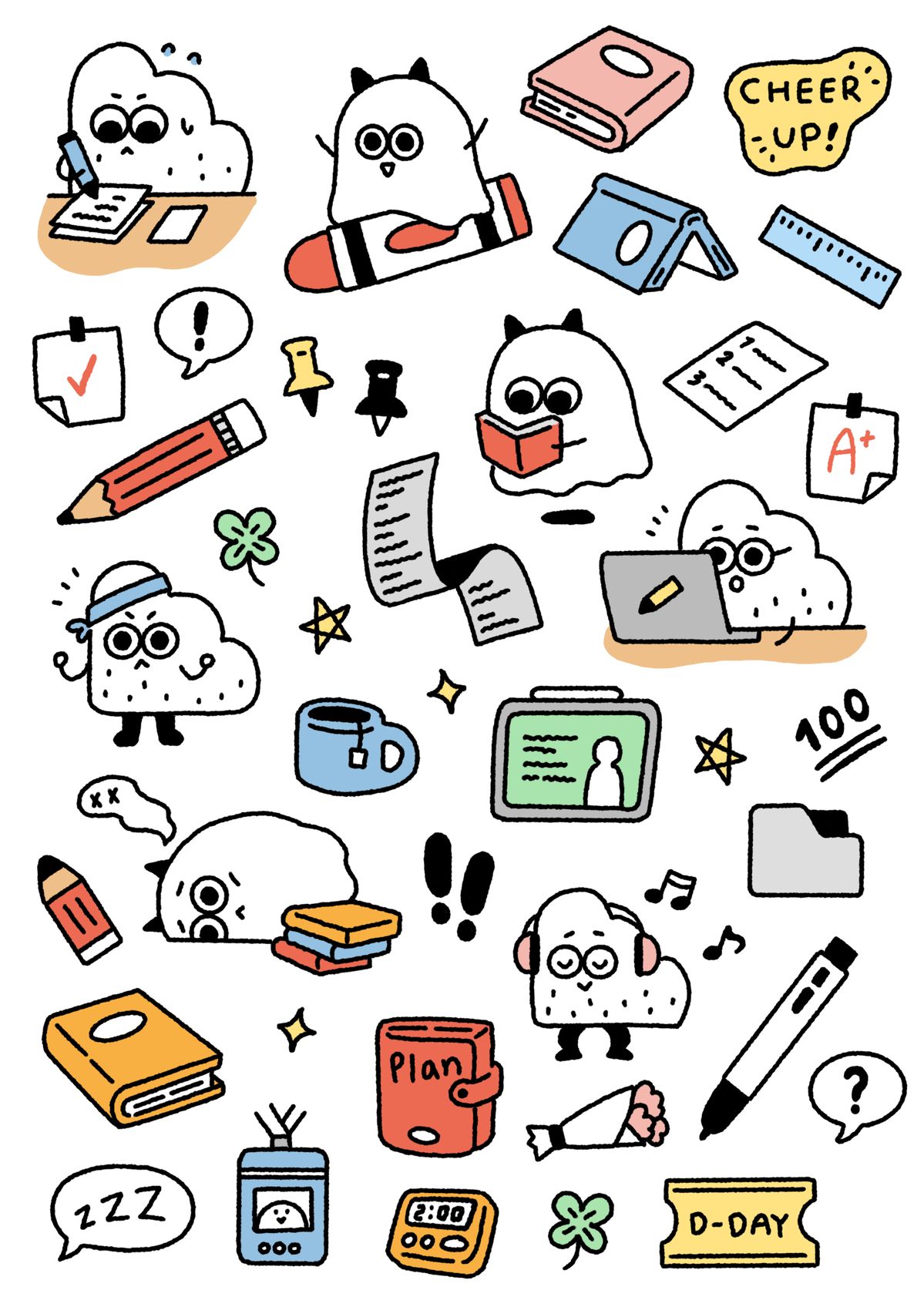 Sticker chibi học tập 5