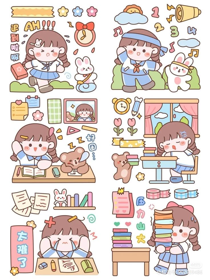 Sticker chibi học tập 7