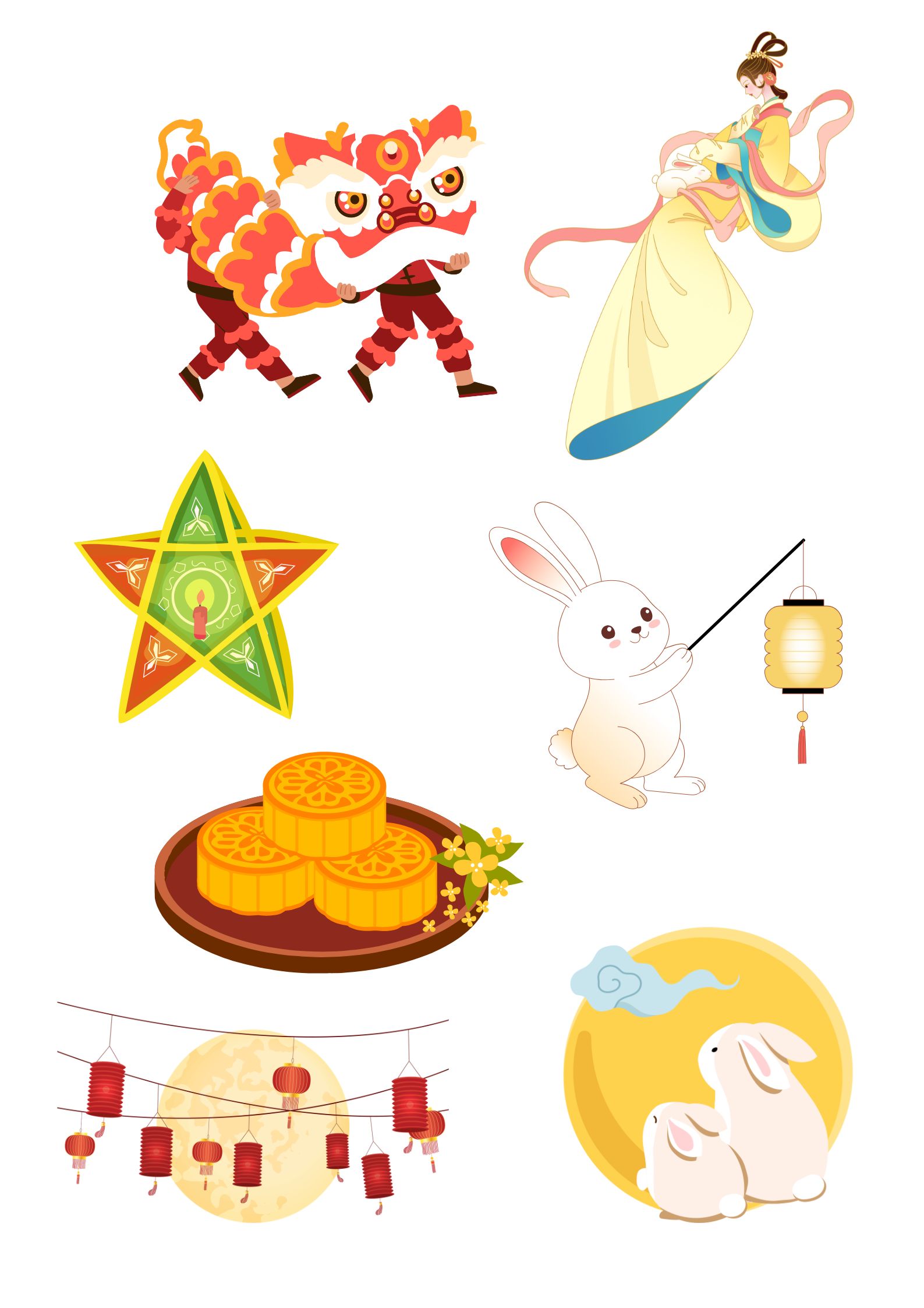 thiết kế sticker trung thu phong cách dễ thương 2