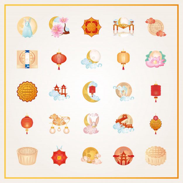 sticker trung thu phong cách hiện đại