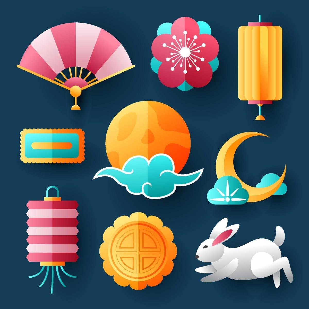 sticker trung thu phong cách đơn giản 1