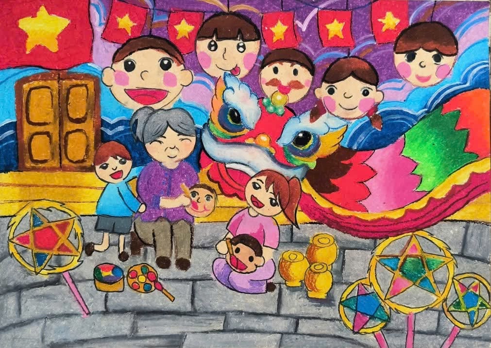 Tranh gia đình sum họp dịp Trung Thu 2