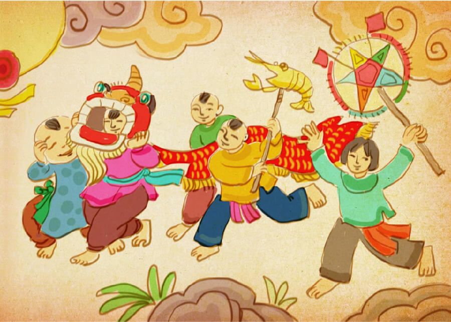 Tranh vẽ múa lân Trung Thu 11