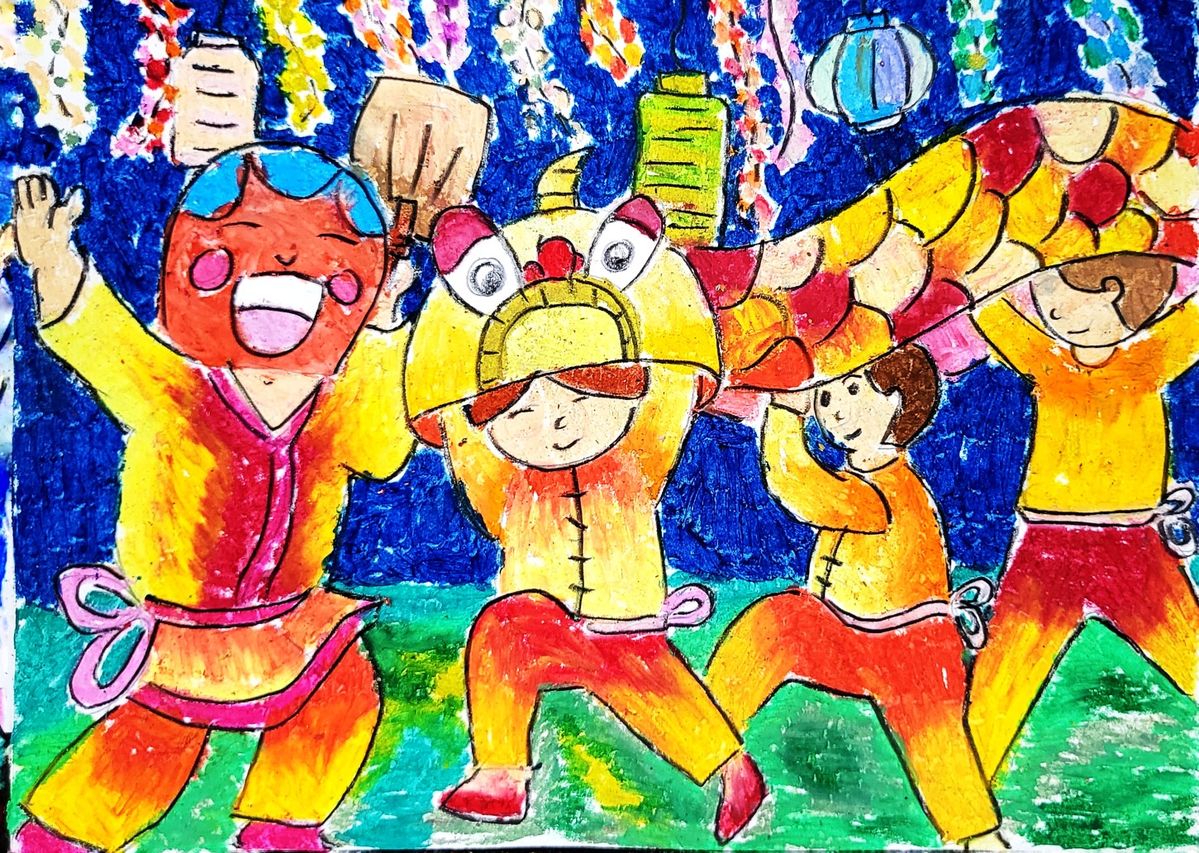 Tranh vẽ múa lân Trung Thu 16